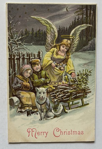 Angel guiding children with - children,